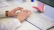 Female Hands Or Woman Office Worker Typing On The Keyboard Stock Footage