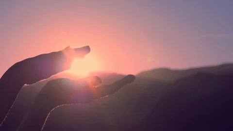 Female hands playing with sun light Video stock 110853973