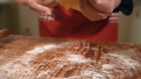 Female hands preparing dough in the kitchen, close-up. Dough for bread, Hands Stock Footage 253744181