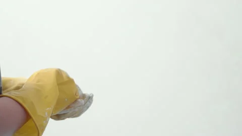 Female hands put on construction gloves 스톡 동영상 166609485