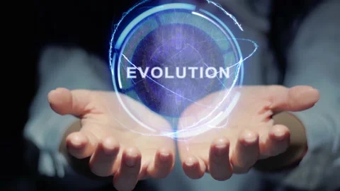 Female hands show hologram Evolution Stock Footage 166203906