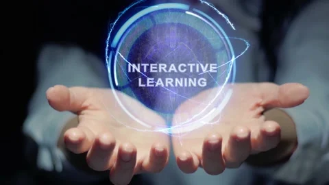 Female hands show hologram Interactive Learning Stock Footage 146446643