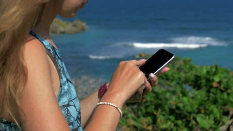 Female hands with a smartphone close-up.  Stock Footage 154466356