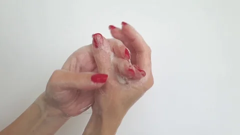 Female hands with soap isolated Stock Footage 126834995