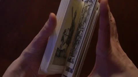 Female hands stir the deck of Tarot cards Stock Footage 162986575