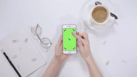Female hands swipe up of smartphone on w... | Stock Video | Pond5