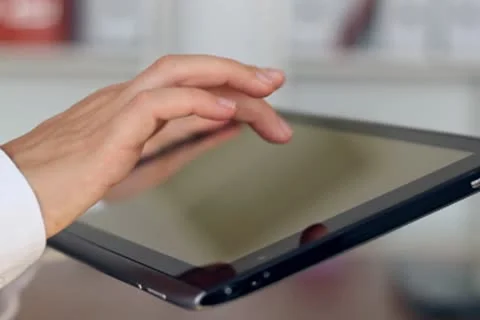 Female hands with tablet computer, indoors Stock Footage 8852759