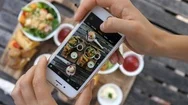Female Hands Taking Photo Of Food By Smartphone. Top View. Stock Footage
