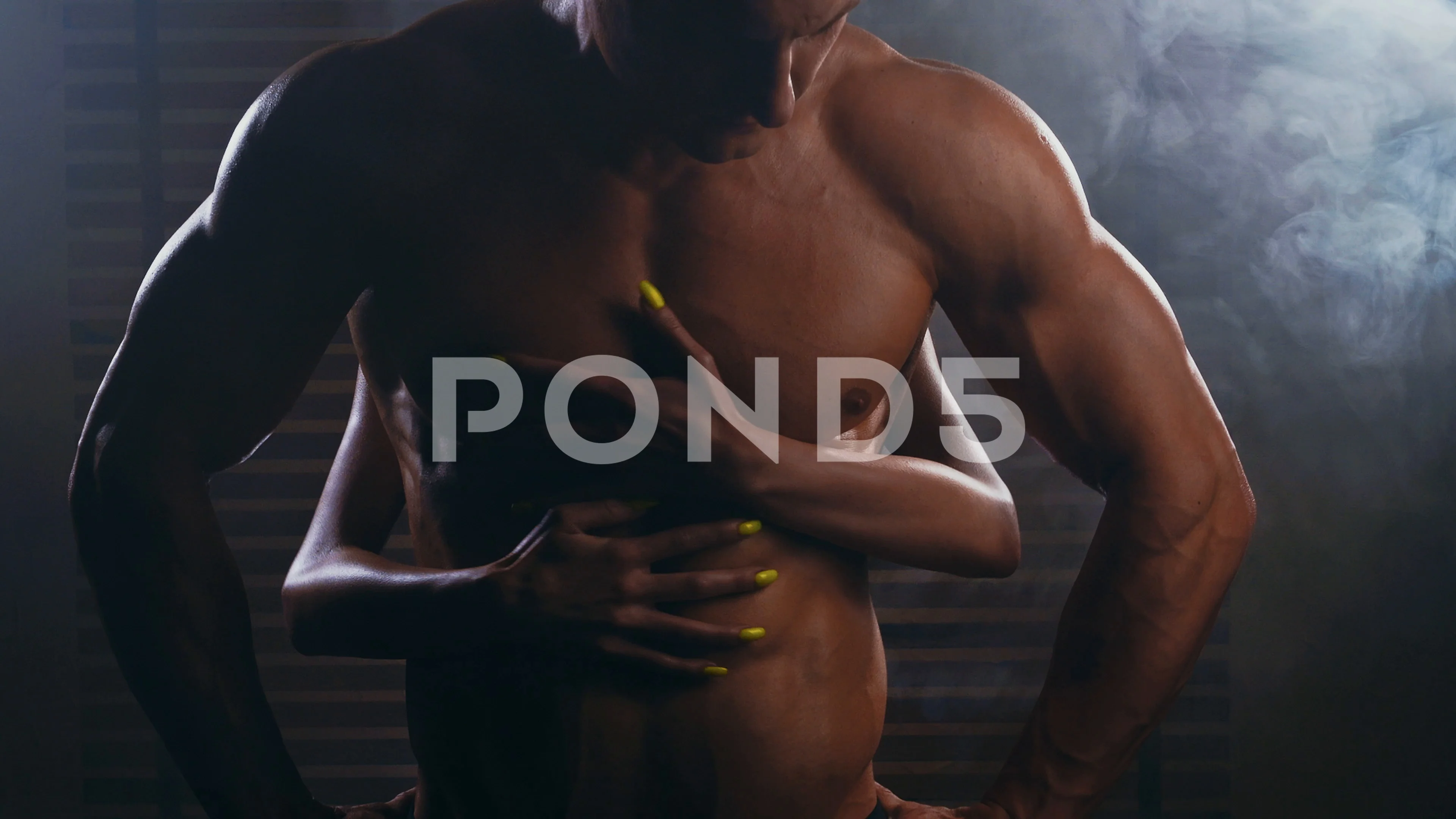 Muscular Man Touching Sexy Woman In Swimwear Stock Photo, Picture