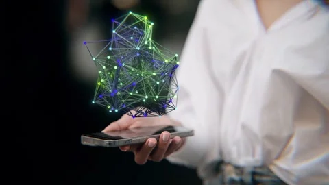 Female hands touching phone with Machine learning Process, artificial Stock Footage 249087449