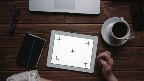 Female hands on touchscreen tablet computer Stock Footage 74997833