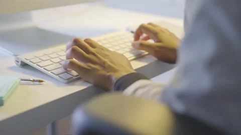 Female Hands Typing on Computer Keyboard Video stock 208709935