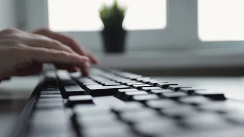 Female hands typing on computer laptop keyboard bank online transfers and pay Stock Footage 171714258