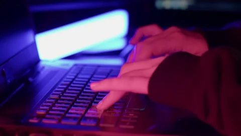 Female hands typing on the keyboard Stock Footage 194786031