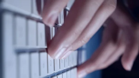 Female hands typing on keyboard, vertical Stock Footage 126828504