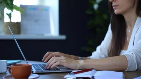 Female hands typing on a laptop Stock Footage 284325739