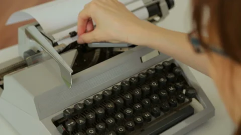 Female hands typing on typewriter Stock Footage 89192806