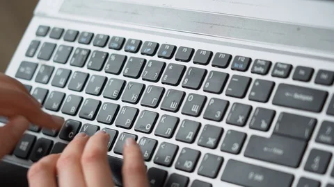 Female hands using computer, working with notebook. No face. Remote home work Stock Footage 128552964