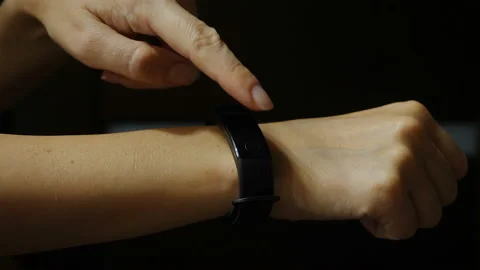 Female hands using smart watch with future media hologram. HUD Stock-Footage 95390824
