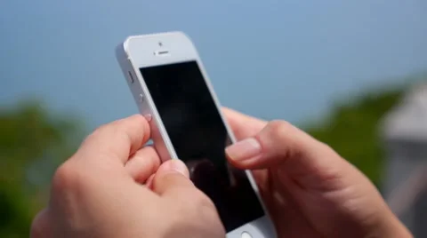 Female Hands Using Smartphone Outdoors. 스톡 동영상 45949308