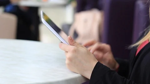 Female hands using tablet closeup Stock Footage 98957660