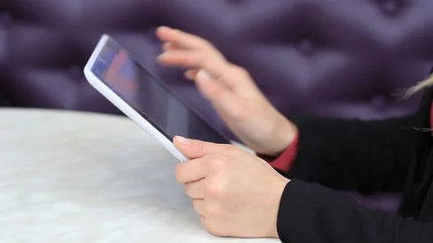 Female hands using tablet closeup Stock Footage 99079144