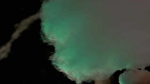 Female Hands Wind an Air Cloud of Cotton Candy from Sugar on a Wooden Stick Stock Footage 156394559