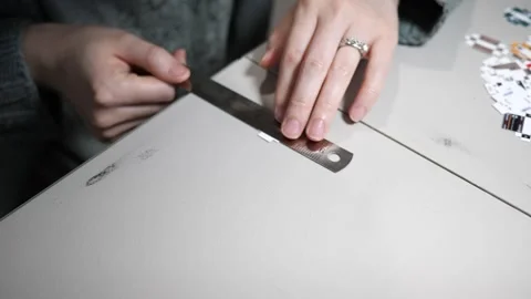 Female hands working on a craft project Vidéo 274180460