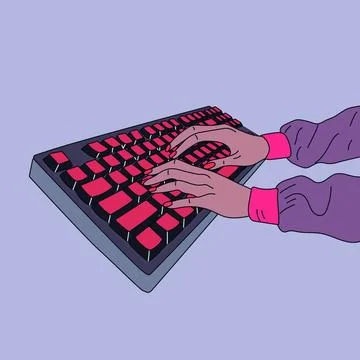 Female hands working on keyboard. Stock Illustration
