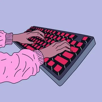 Female hands working on keyboard. Stock Illustration