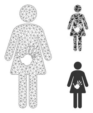 Female Harassment Vector Mesh 2D Model and Triangle Mosaic Icon Stock Illustration