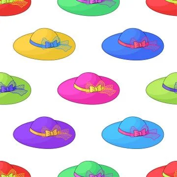 Female hat with bow, seamless Stock Illustration