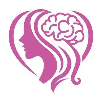 Female Head With Brain Creative Mind Logo Ilustração Stock