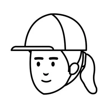 Female head builder constructor with helmet Illustrazione stock