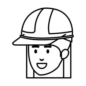Female head builder constructor with helmet Illustrazione stock