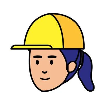 Female head builder constructor with helmet Stock Illustration