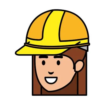 Female head builder constructor with helmet Stock Illustration
