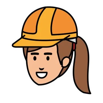 Female head builder constructor with helmet Stock Illustration