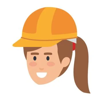 Female head builder constructor with helmet Illustrazione stock