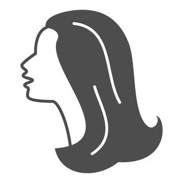 Female head silhouette solid icon, 8 March concept, Woman profile sign on white イラスト素材