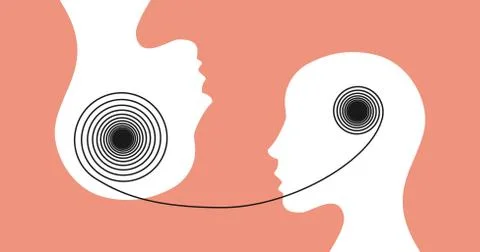 Female head with a thread between them Stockillustratie