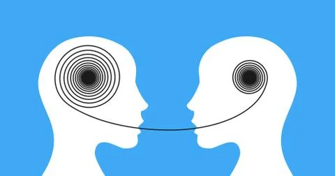 Female head with a thread between them Stock Illustration