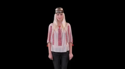 Female hippie dancing Stock Footage 8948297