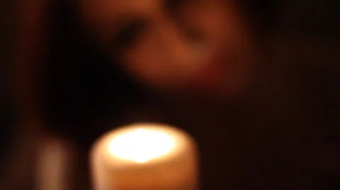 Female Holding Candle Stock Footage