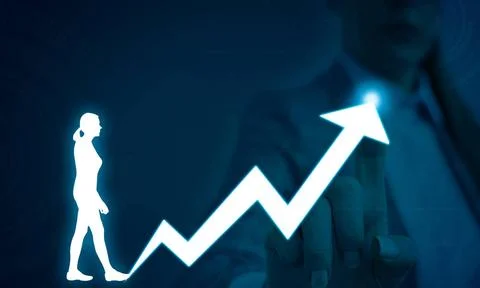 Female human presenting a presentation using the latest sophisticated devi... Fotos de archivo