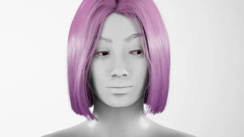 Female hyper-realistic robot or cyborg in studio with white light. Artificial Stock Footage 243926344