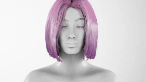 Female hyper-realistic robot or cyborg in studio with white light. Artificial Stock Illustration