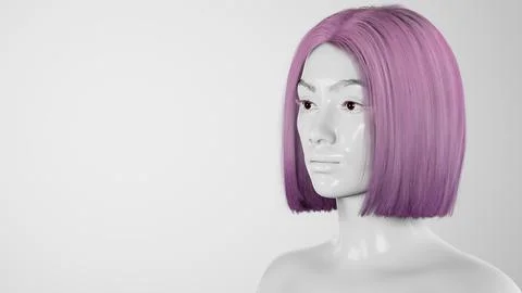 Female hyper-realistic robot or cyborg in studio with white light. Artificial Stock Illustration