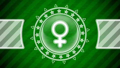 Female icon in circle shape and green striped background. Illustration. Stock Footage 130502224