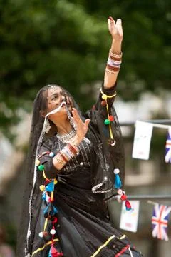 Female indian dancer performs at spring festival Stock-Fotos